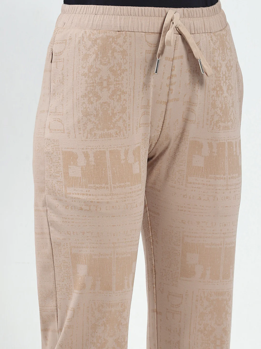 Women Khaki Printed Regular Fit Lower - Image 6
