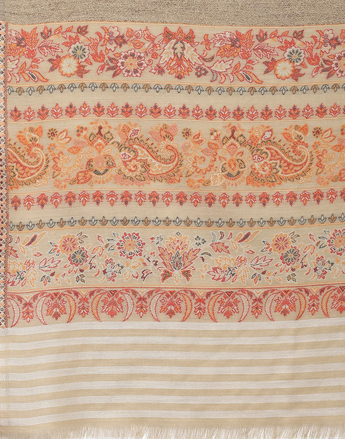 Women Khaki Self Design Shawl - Image 6