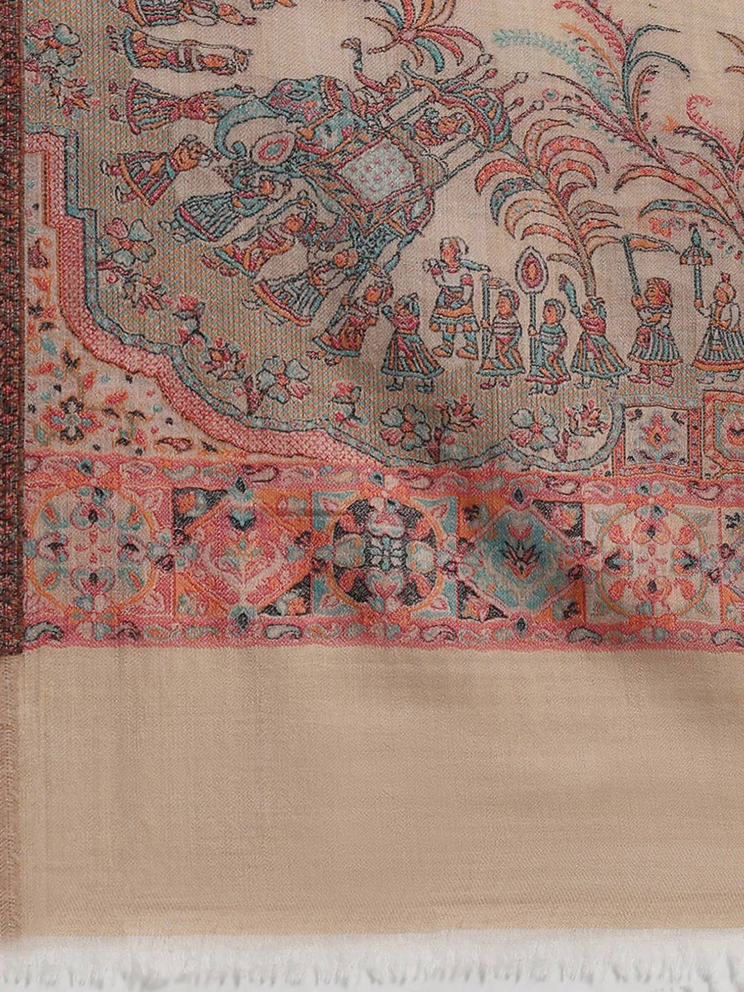 Women Khaki Self Design Shawl - Image 6