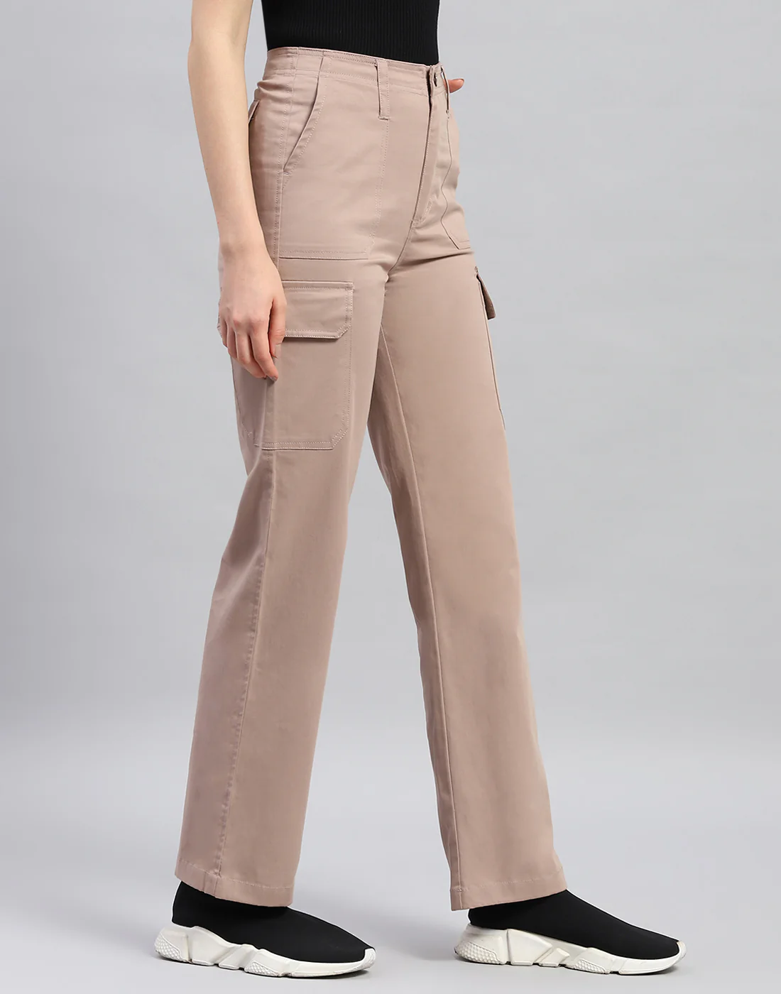 Rock.it Women Khaki Solid Straight Fit Cargo - Image 4