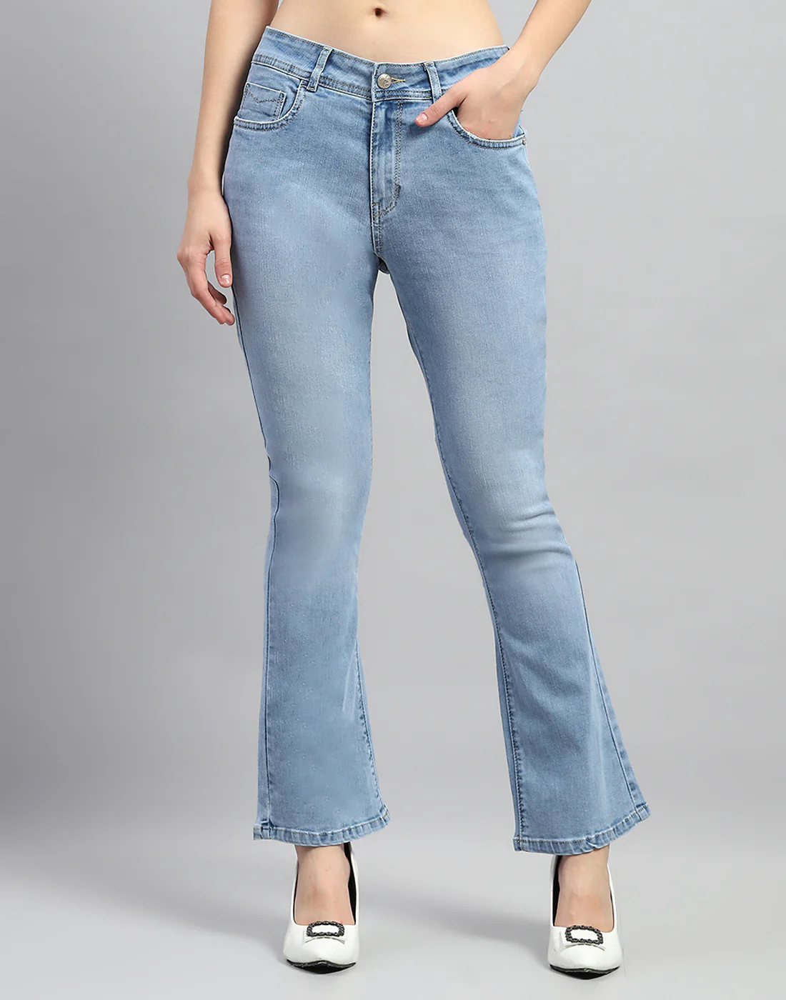 Women Light Blue Light Wash Bootcut Denim - Image 2