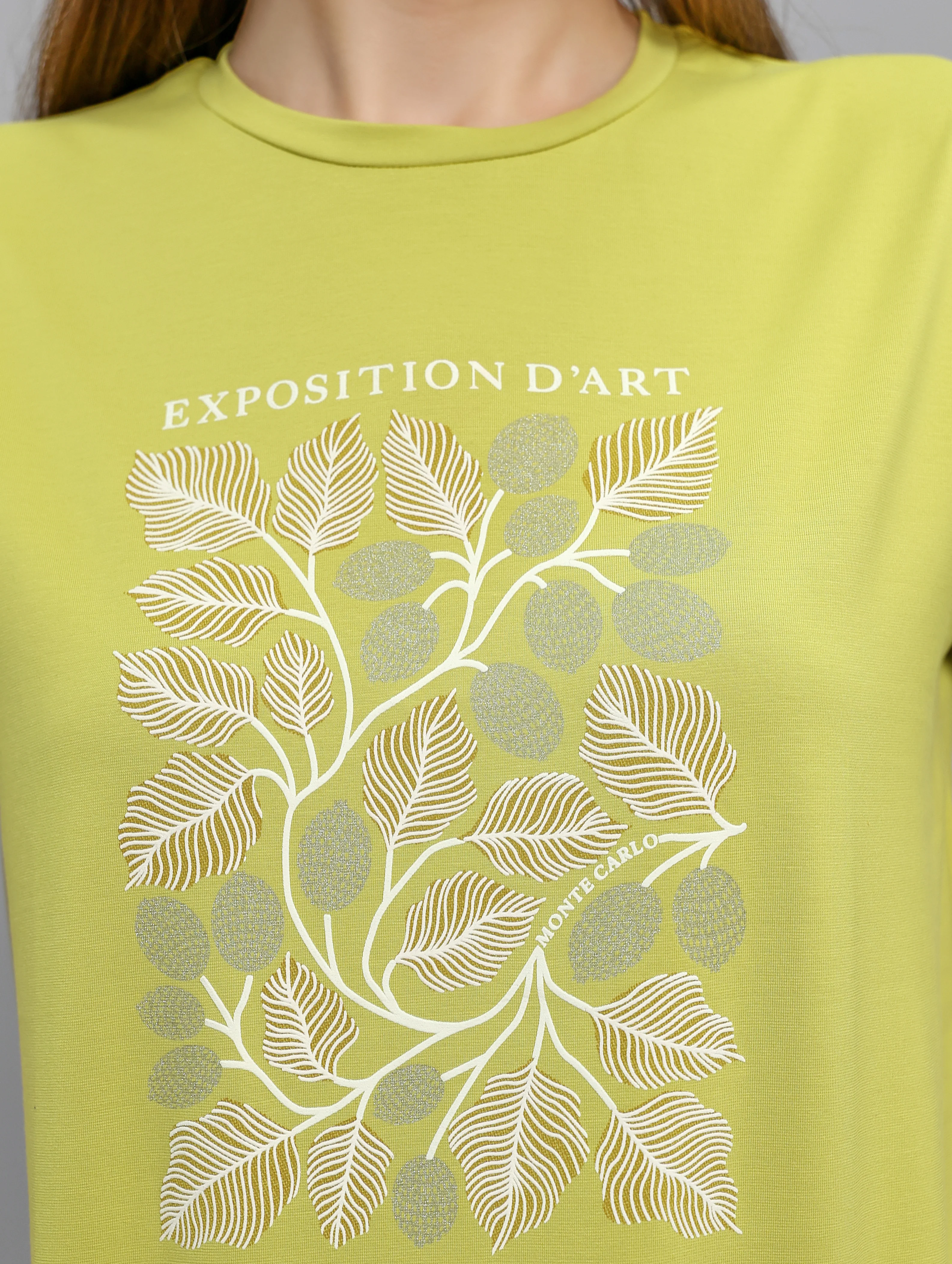 Women Light Green Printed Round Neck Half Sleeve Top - Image 6