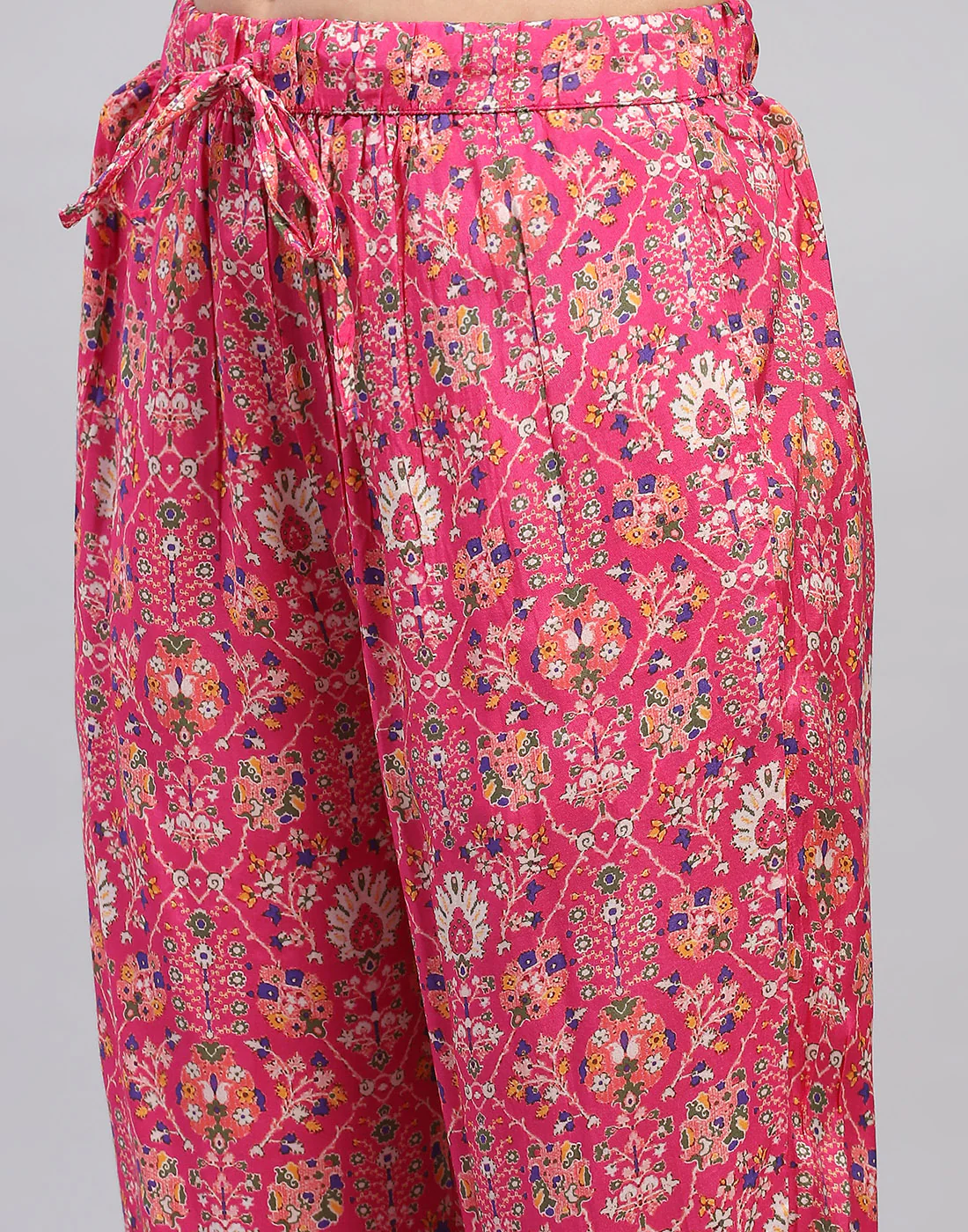 Women Magenta Printed Front Open Half Sleeve Lower Set - Image 8