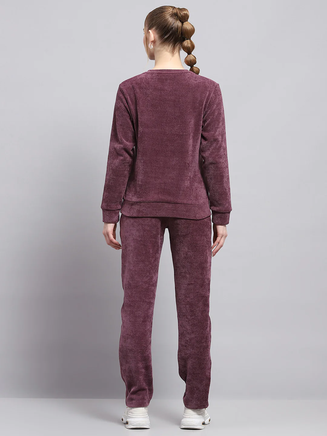 Women Maroon Embroidered Round Neck Full Sleeve Cords Set - Image 5