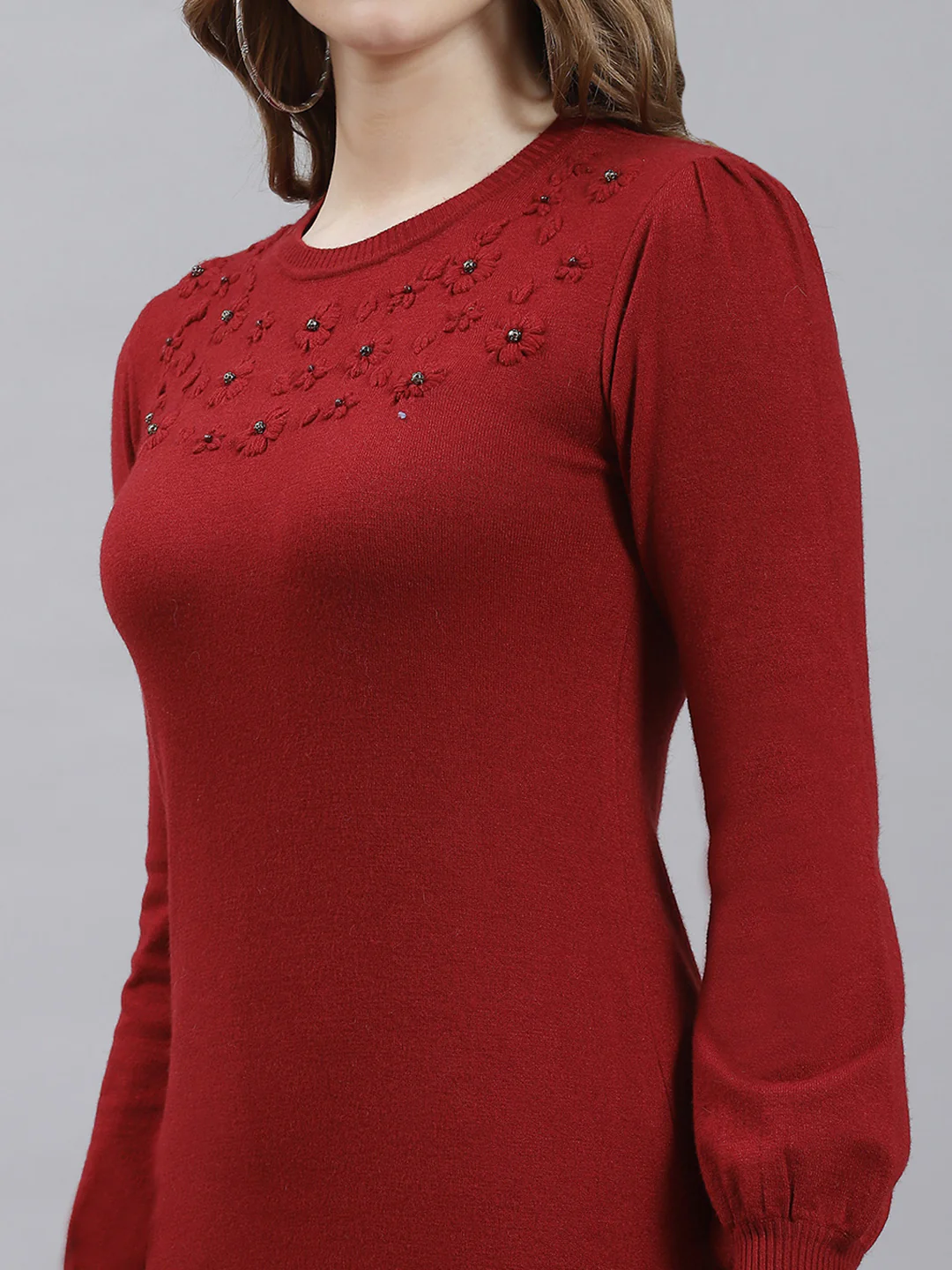Women Maroon Plain Top - Image 6