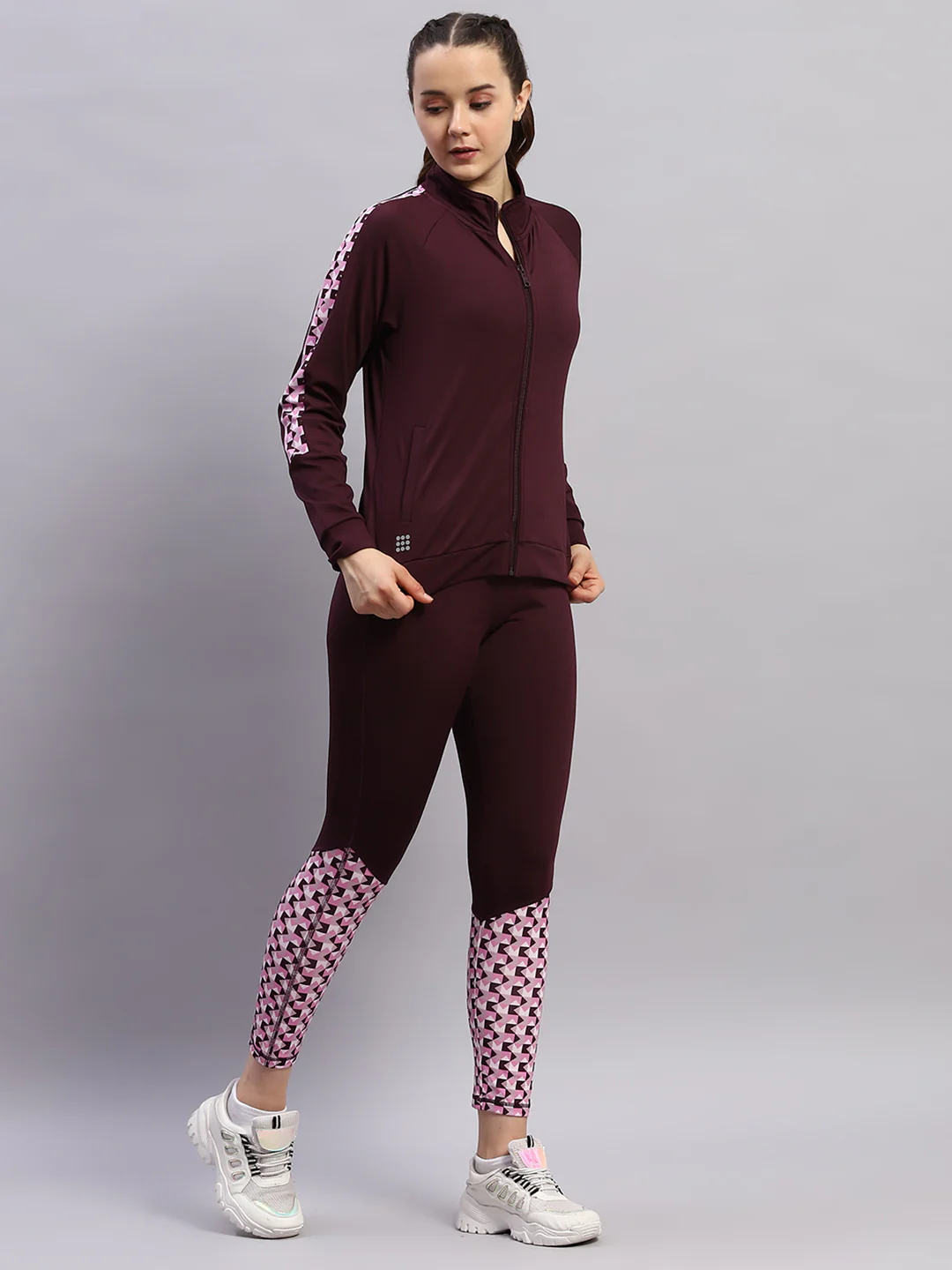 Rock.it Women Maroon Printed Band Collar Full Sleeve 3Pc Cords Set - Image 4