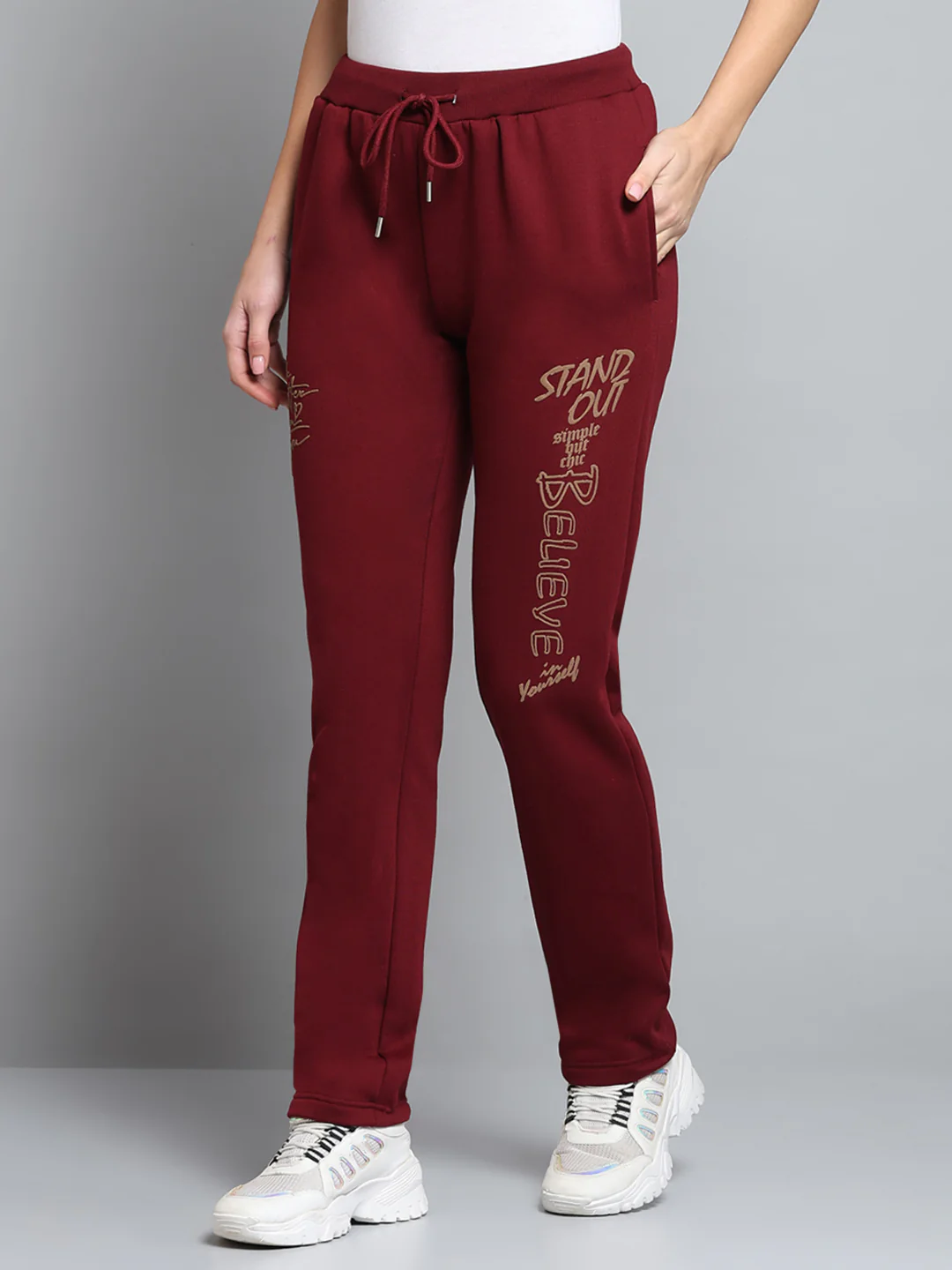 Women Maroon Printed Regular Fit Winter Lower - Image 3