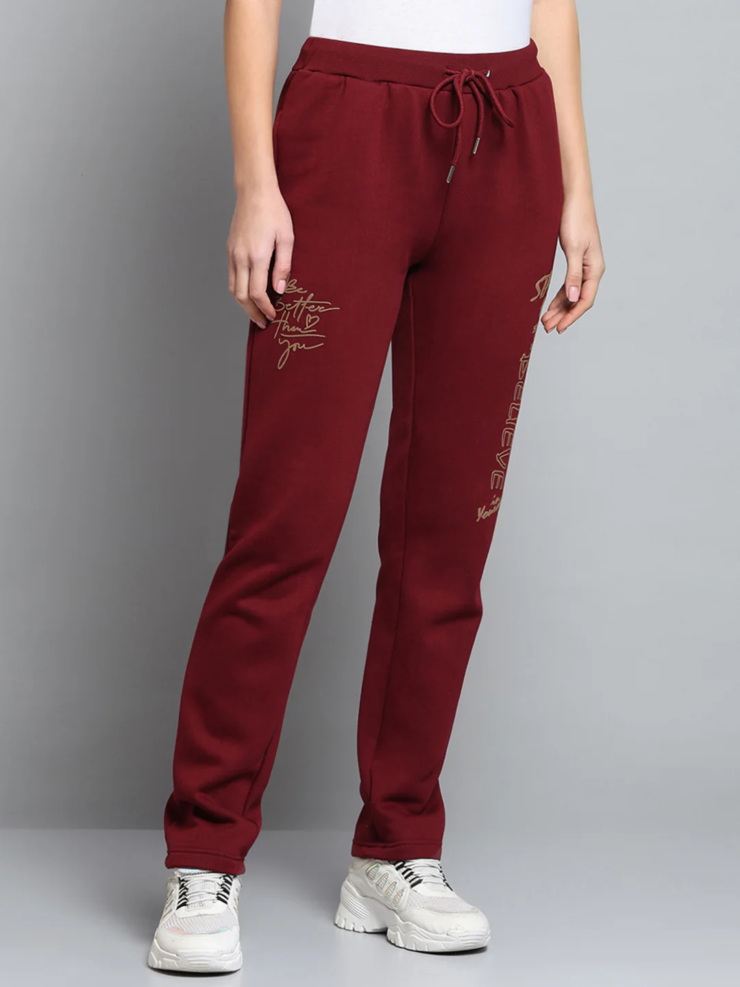 Women Maroon Printed Regular Fit Winter Lower - Image 4