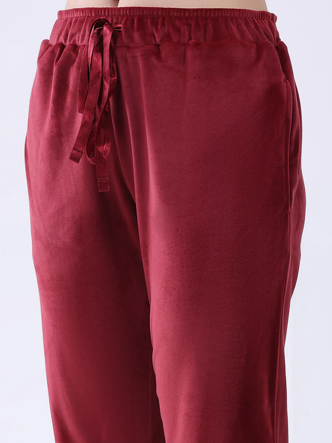 Women Maroon Printed Round Neck Full Sleeve Lower Set - Image 9