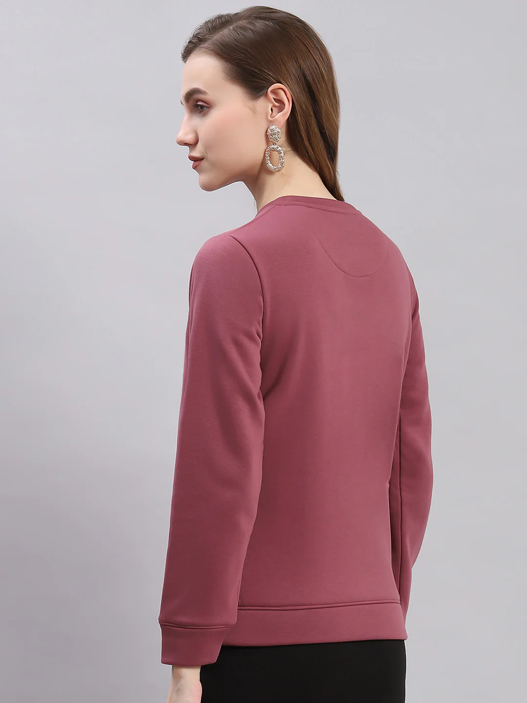 Women Maroon Printed Round Neck Full Sleeve Sweatshirts - Image 5