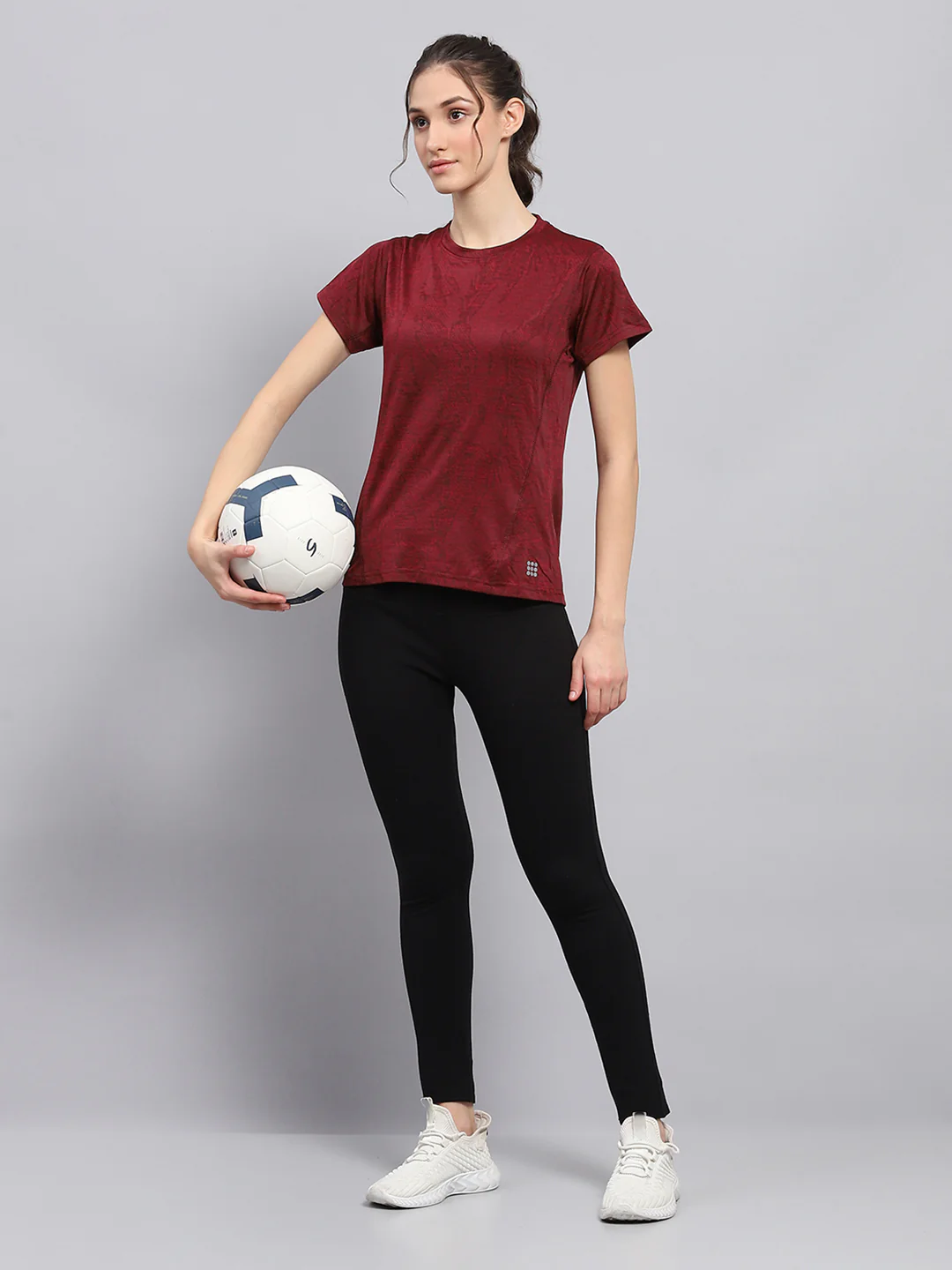 Rock.it Women Maroon Printed Round Neck Half Sleeve Top - Image 2