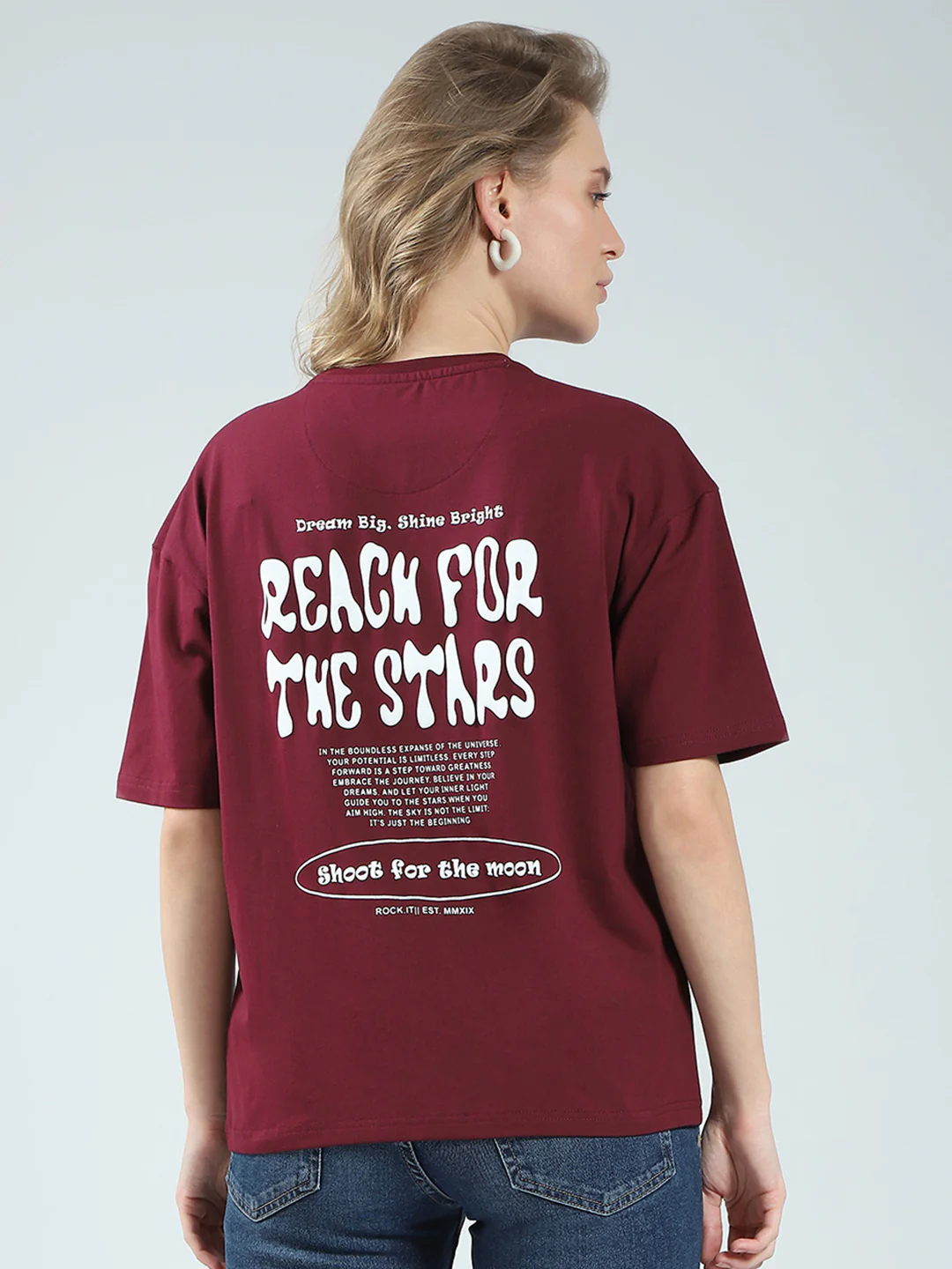 Rock.it Women Maroon Printed Round Neck Half Sleeve Top - Image 5