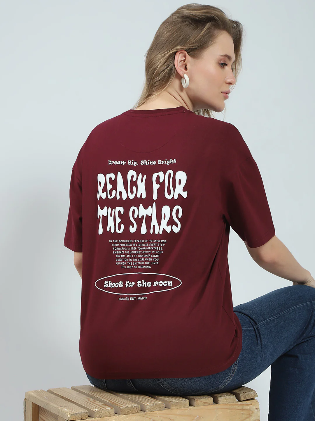 Rock.it Women Maroon Printed Round Neck Half Sleeve Top - Image 6
