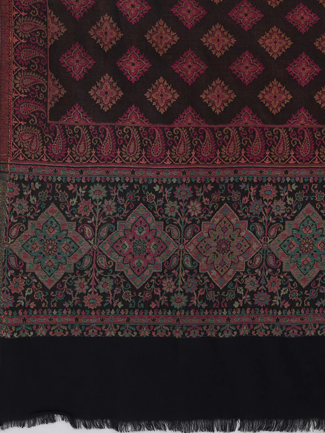 Women Maroon Printed Wool Blend Shawl - Image 6
