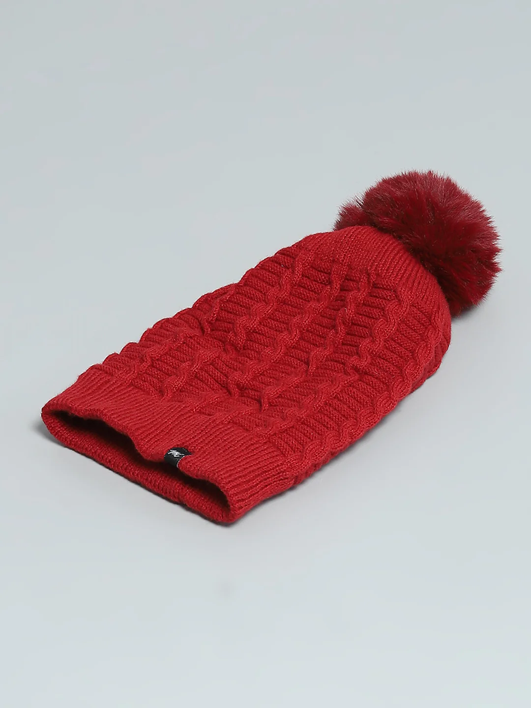 Women Maroon Self Design Cap - Image 6