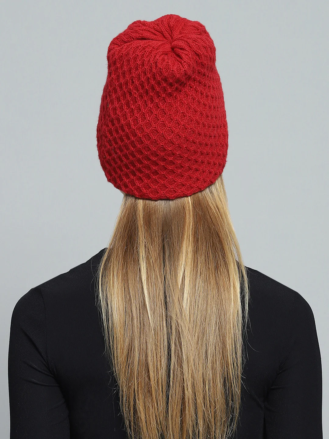 Women Maroon Self Design Cap - Image 5
