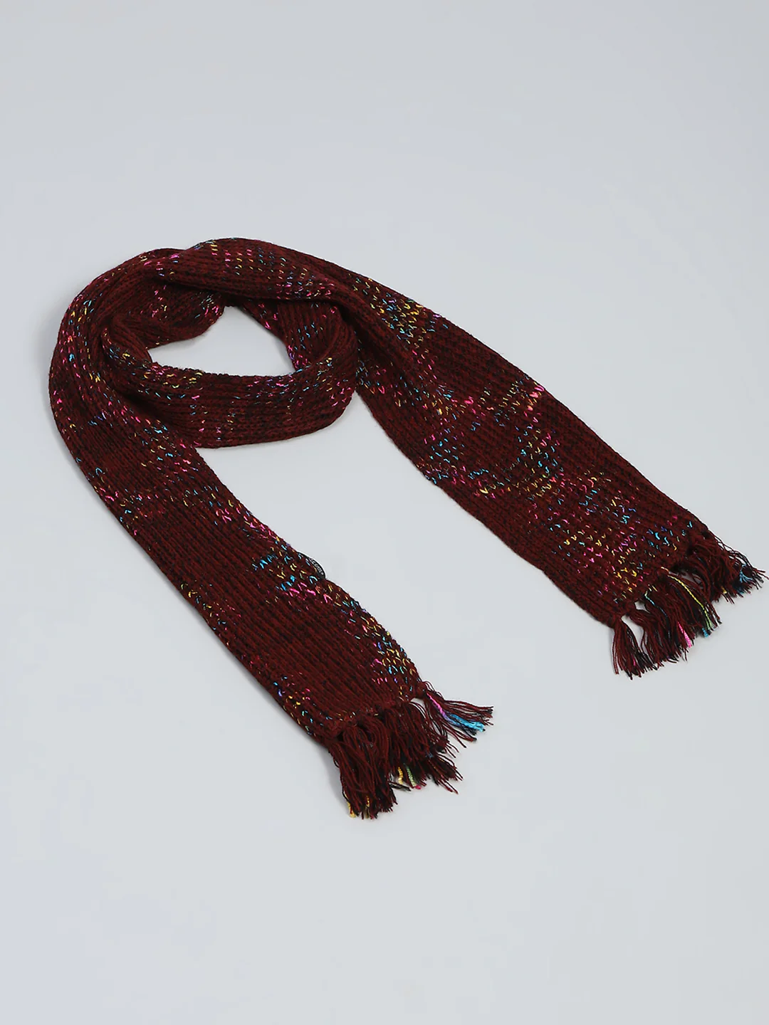 Women Maroon Self Design Muffler - Image 6