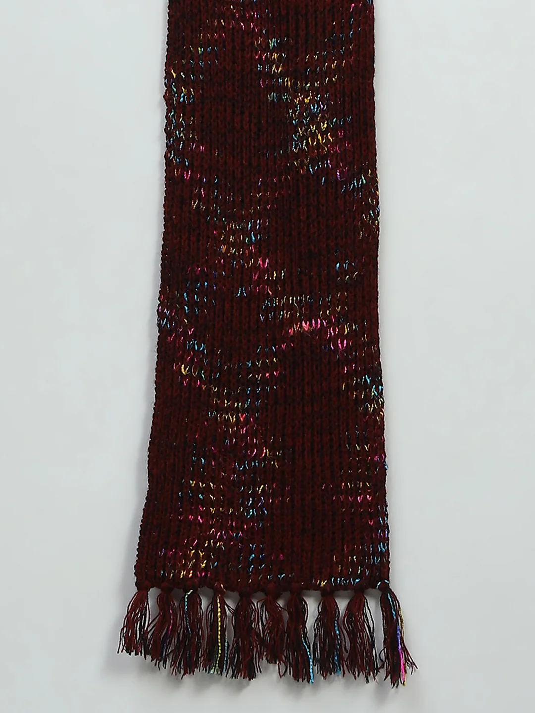 Women Maroon Self Design Muffler - Image 7
