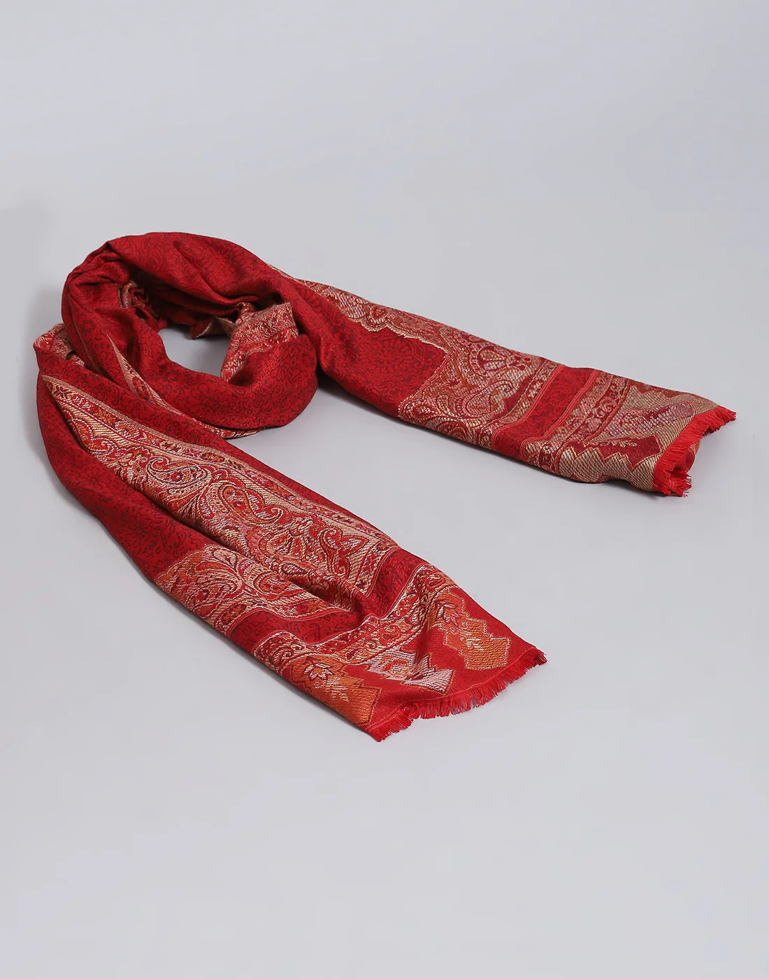 Women Maroon Self Design Shawl - Image 6