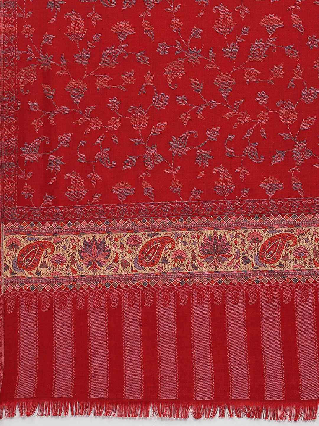 Women Maroon Self Design Shawl - Image 6