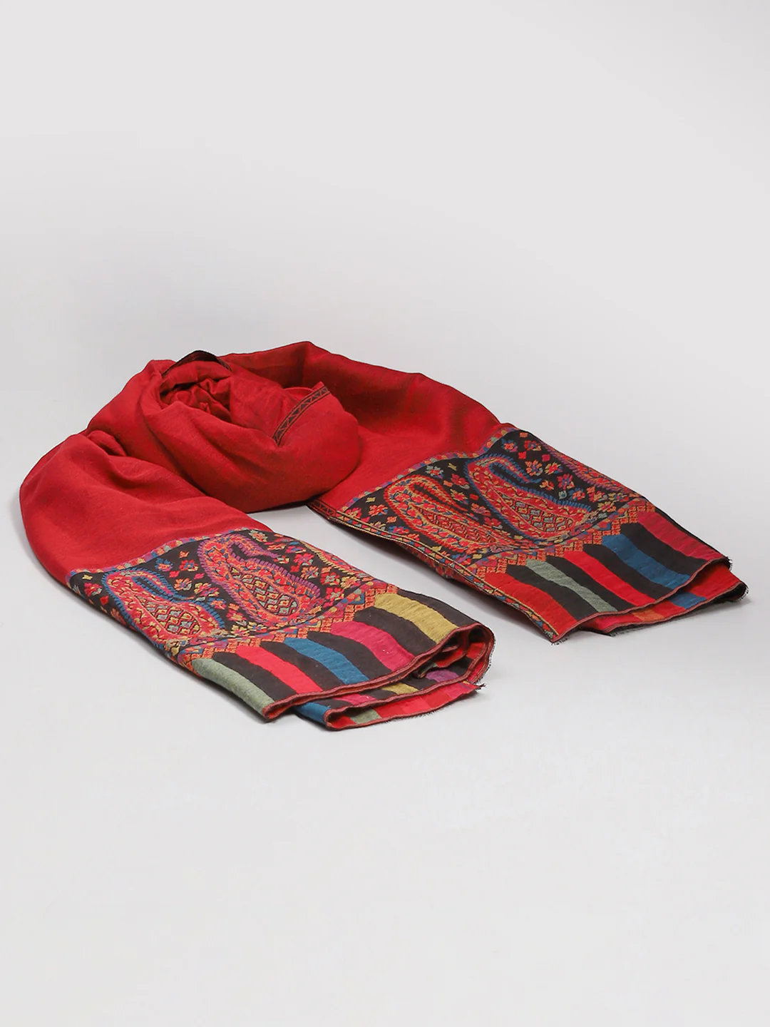 Women Maroon Self Design Shawl - Image 2
