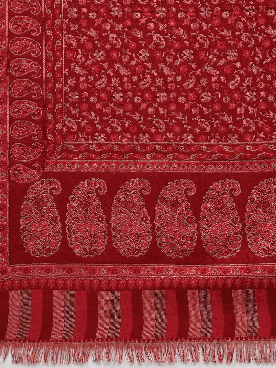 Women Maroon Self Design Shawl - Image 6