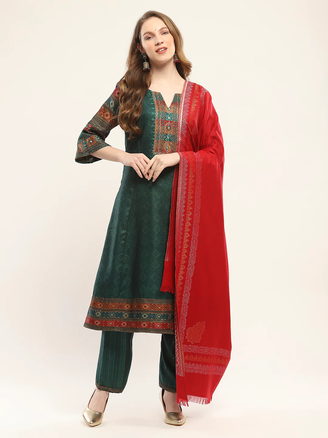 Women Maroon Self Design Shawl