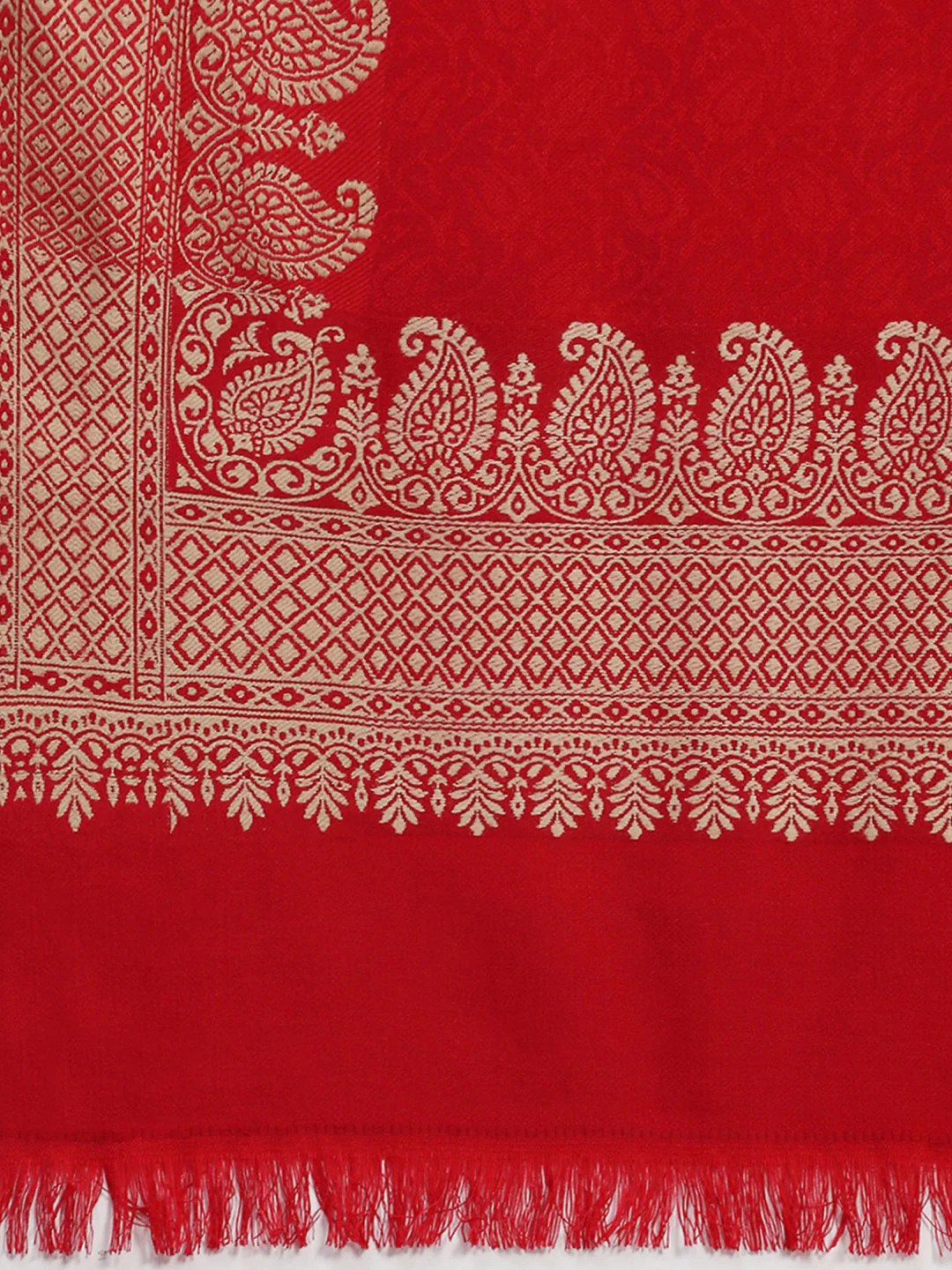 Women Maroon Self Design Shawl - Image 6