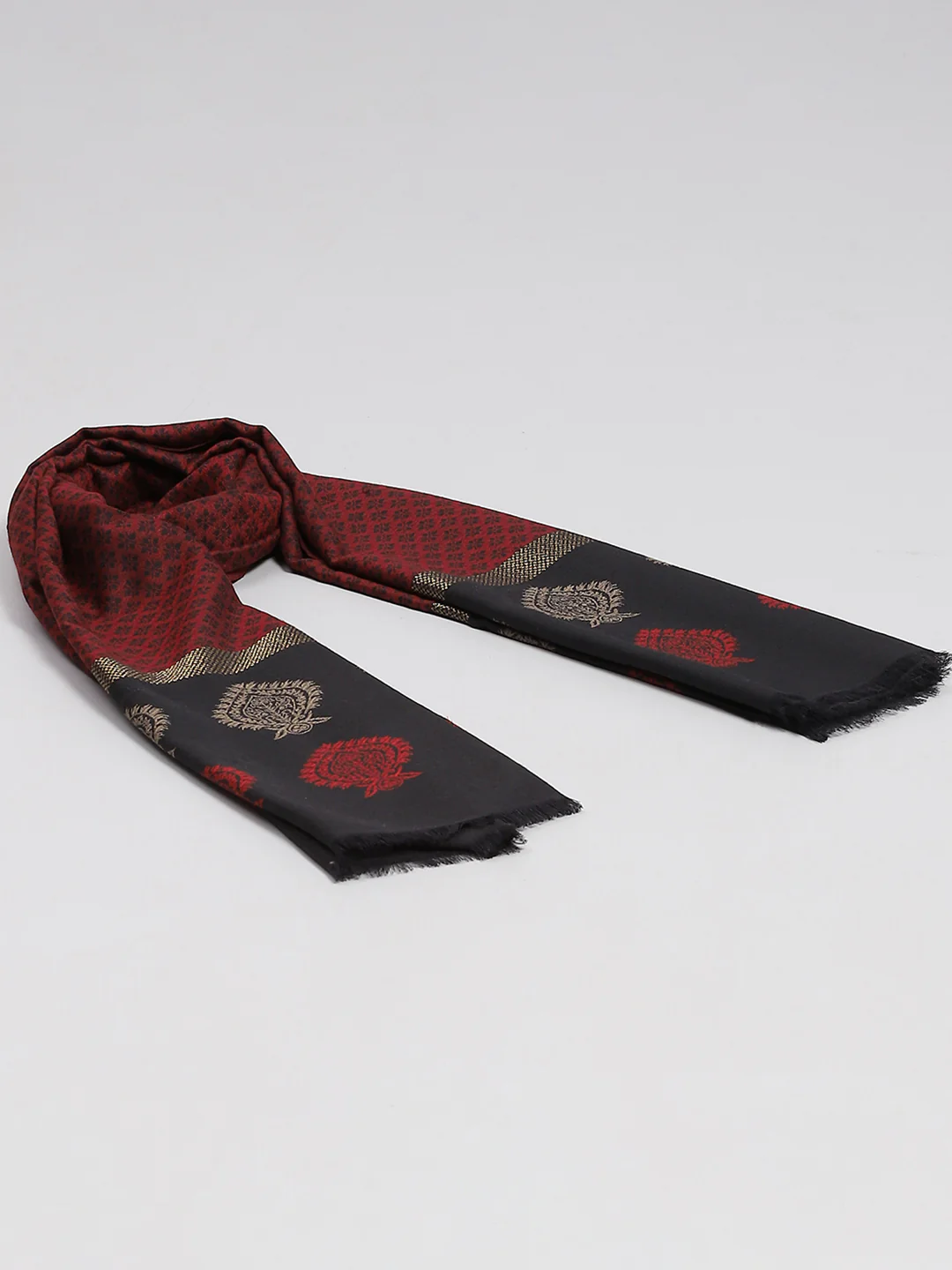 Women Maroon Self Design Shawl - Image 2