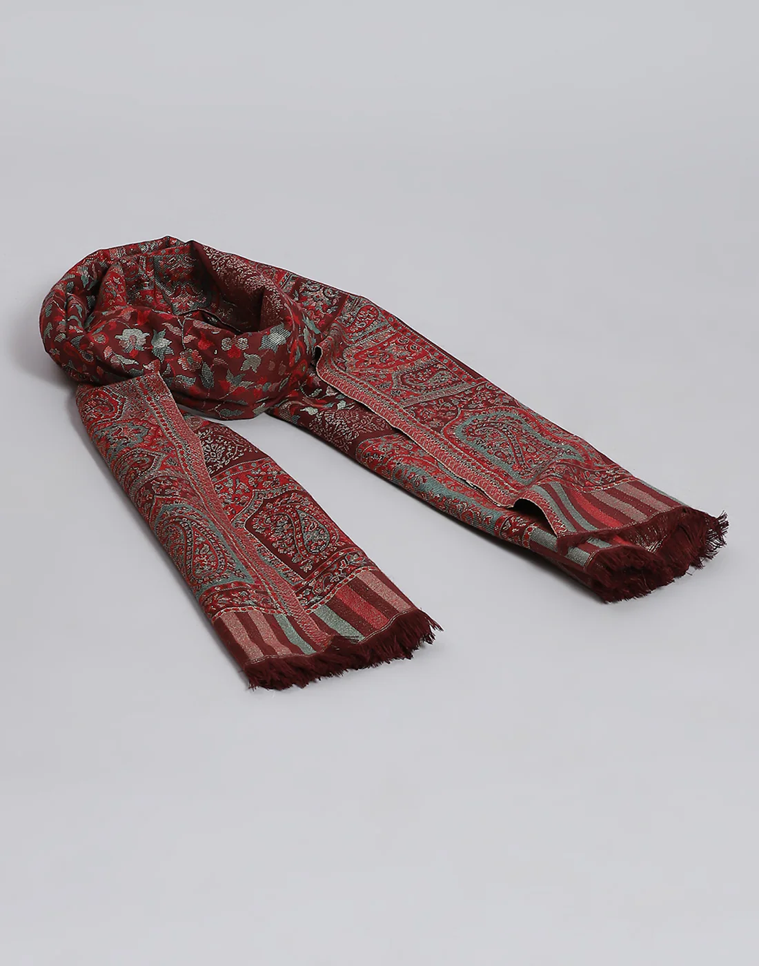 Women Maroon Self Design Stole - Image 6