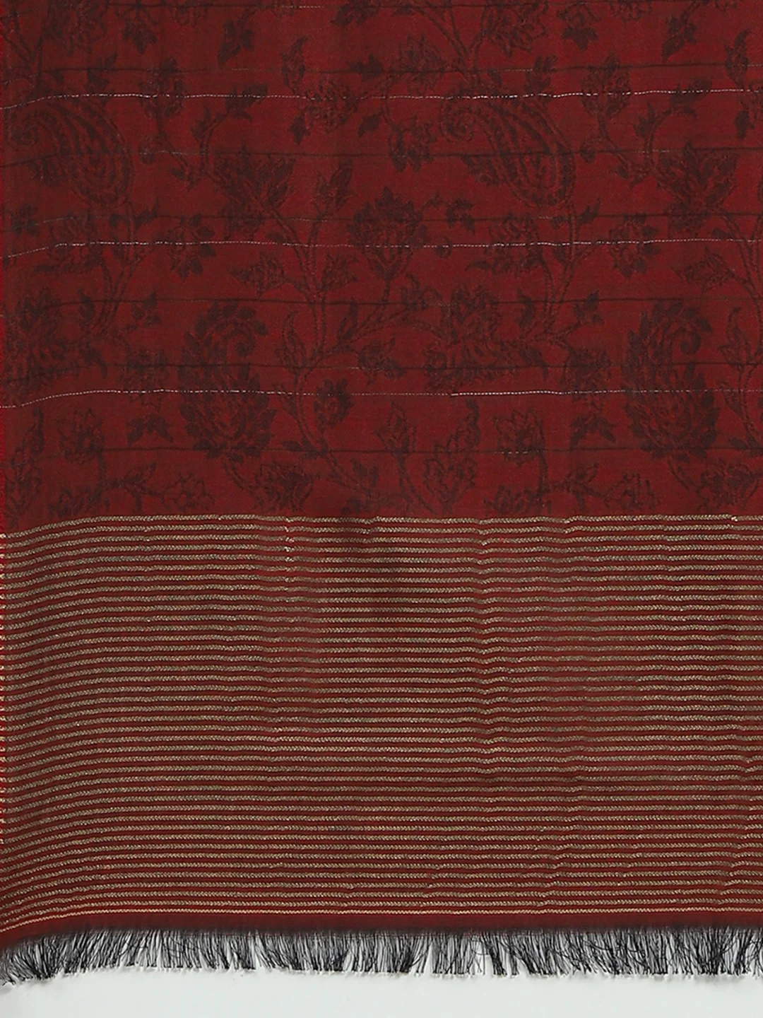 Women Maroon Self Design Stole - Image 7