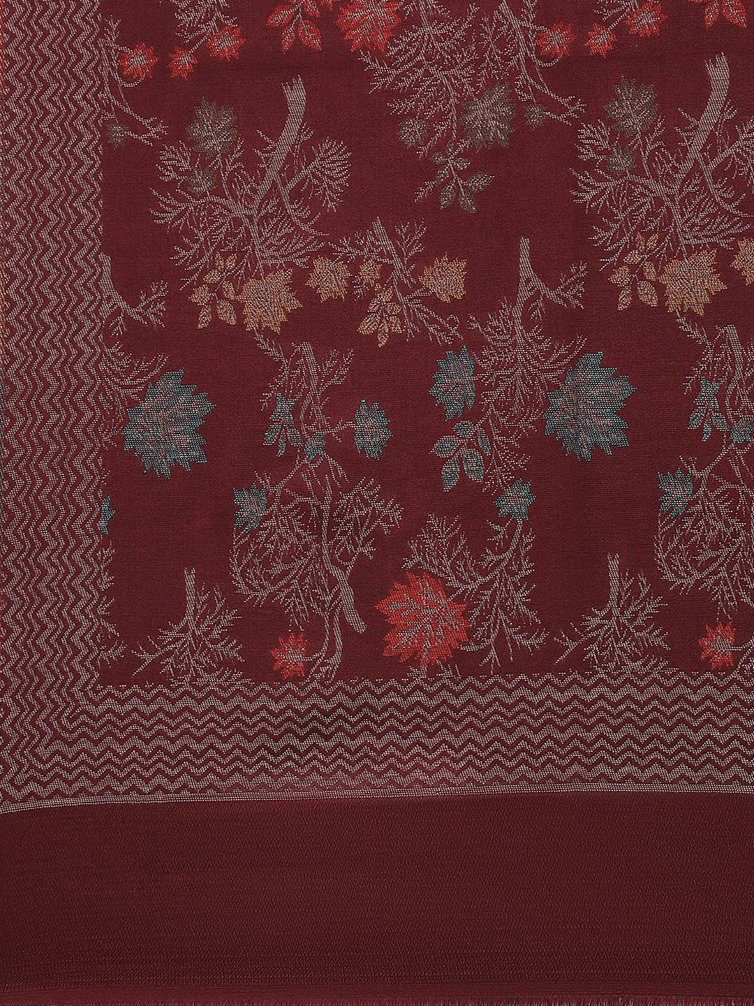 Women Maroon Self Design Stole - Image 7