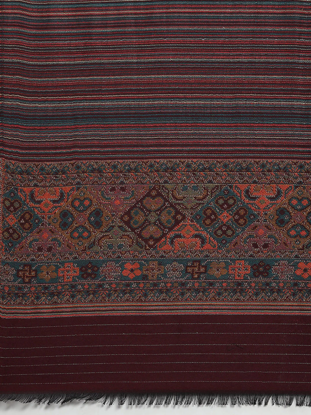 Women Maroon Self Design Stole - Image 7