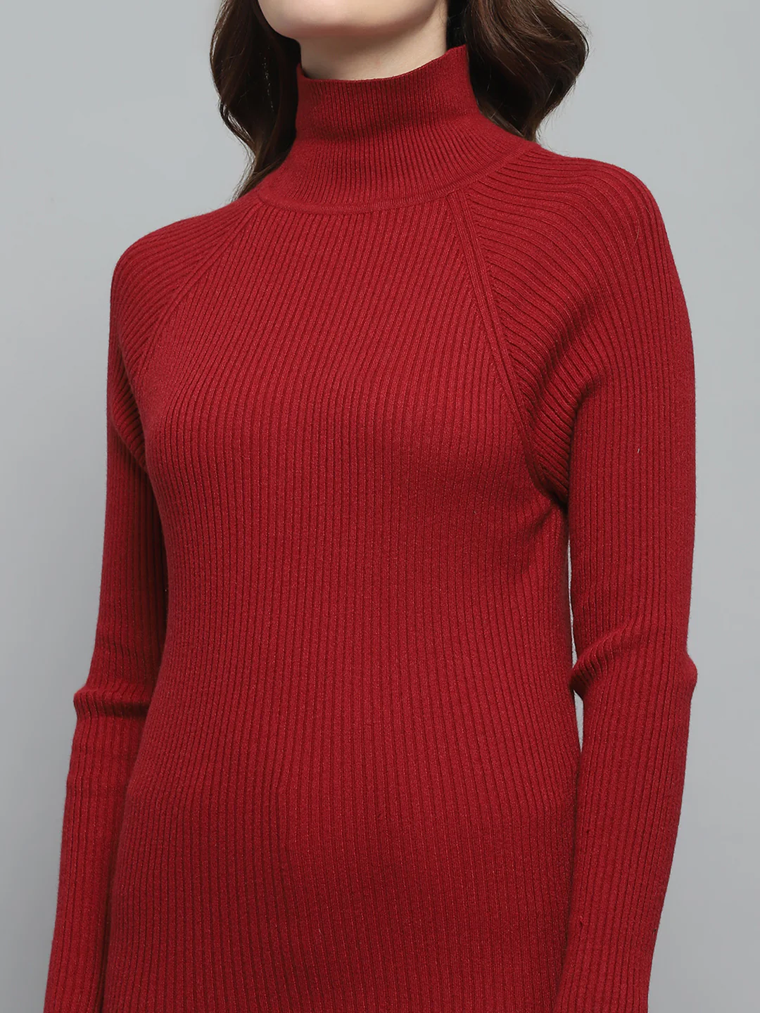 Women Maroon Solid High Neck Full Sleeve Sceavy - Image 6