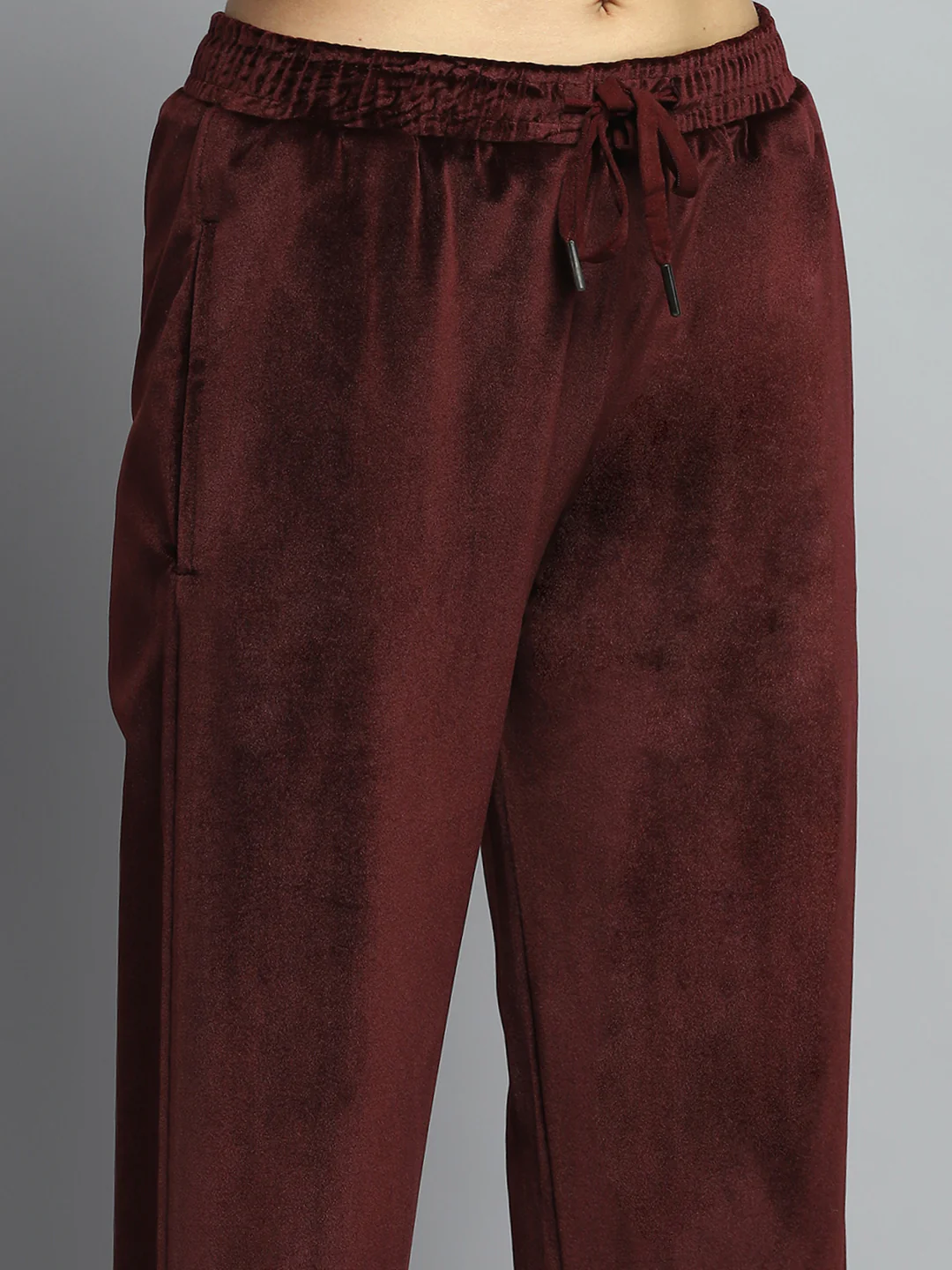 Women Maroon Solid Hooded Full Sleeve Tracksuit - Image 8