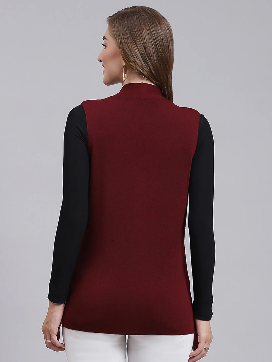 Women Maroon Solid Pure wool Cardigan - Image 5