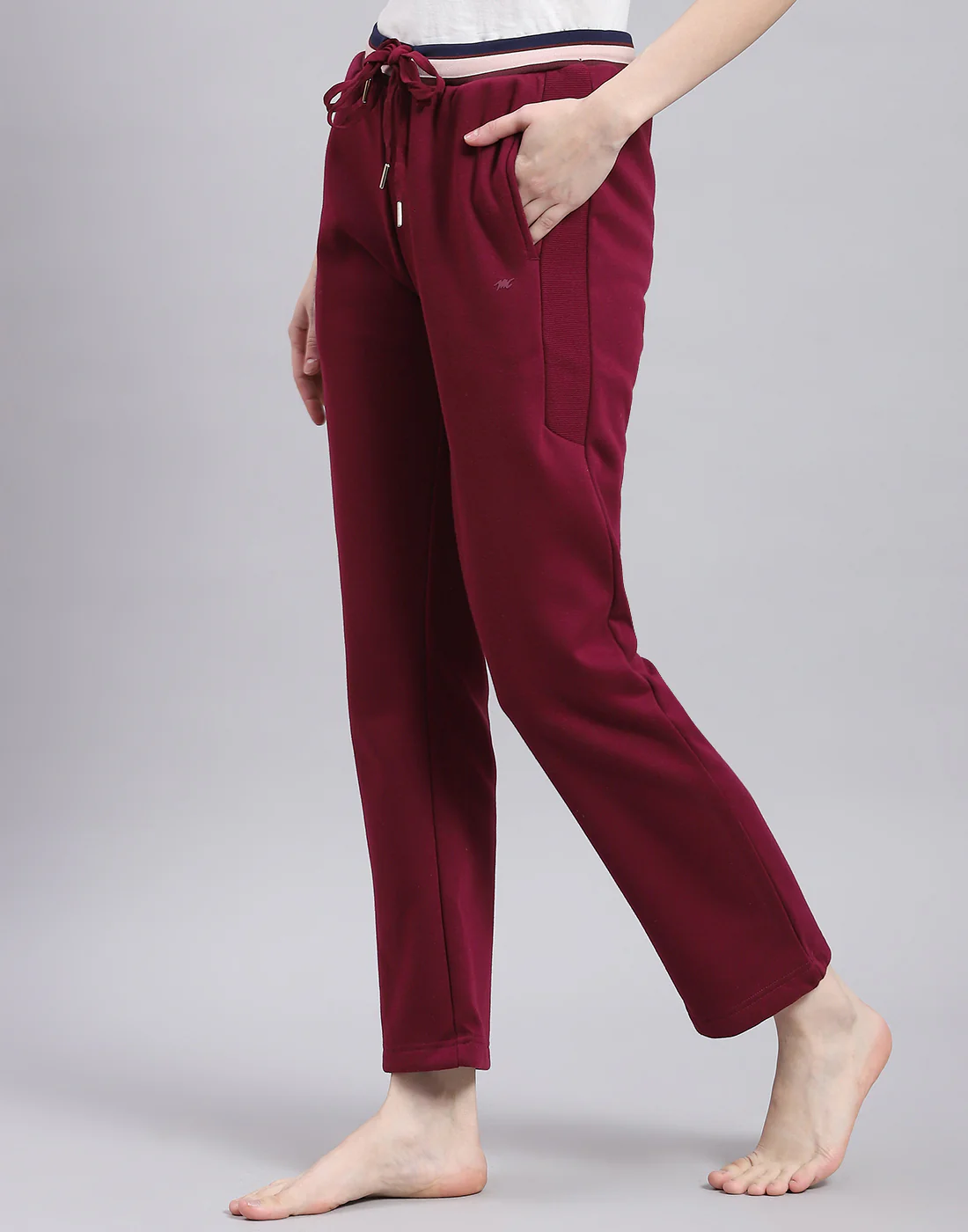 Women Maroon Solid Regular Fit Winter Lower - Image 3