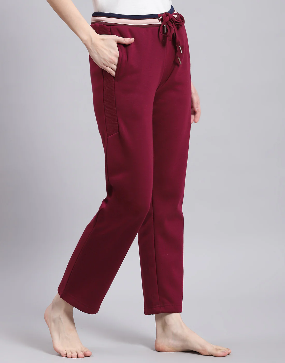 Women Maroon Solid Regular Fit Winter Lower - Image 4