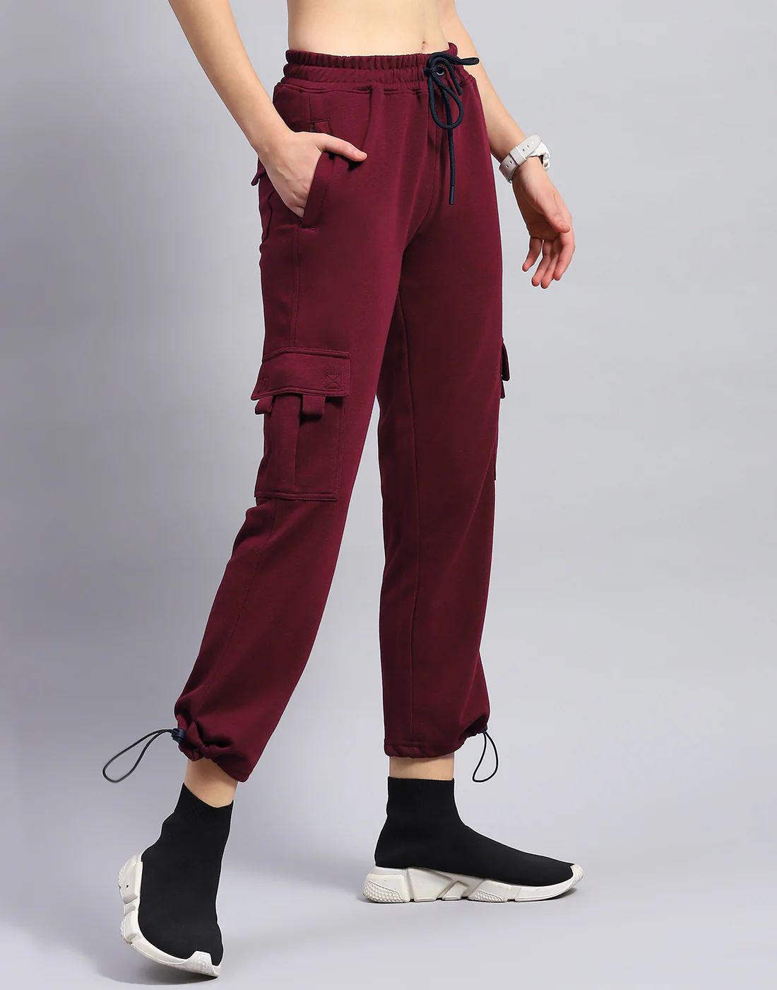 Rock.it Women Maroon Solid Regular Fit Lower - Image 4