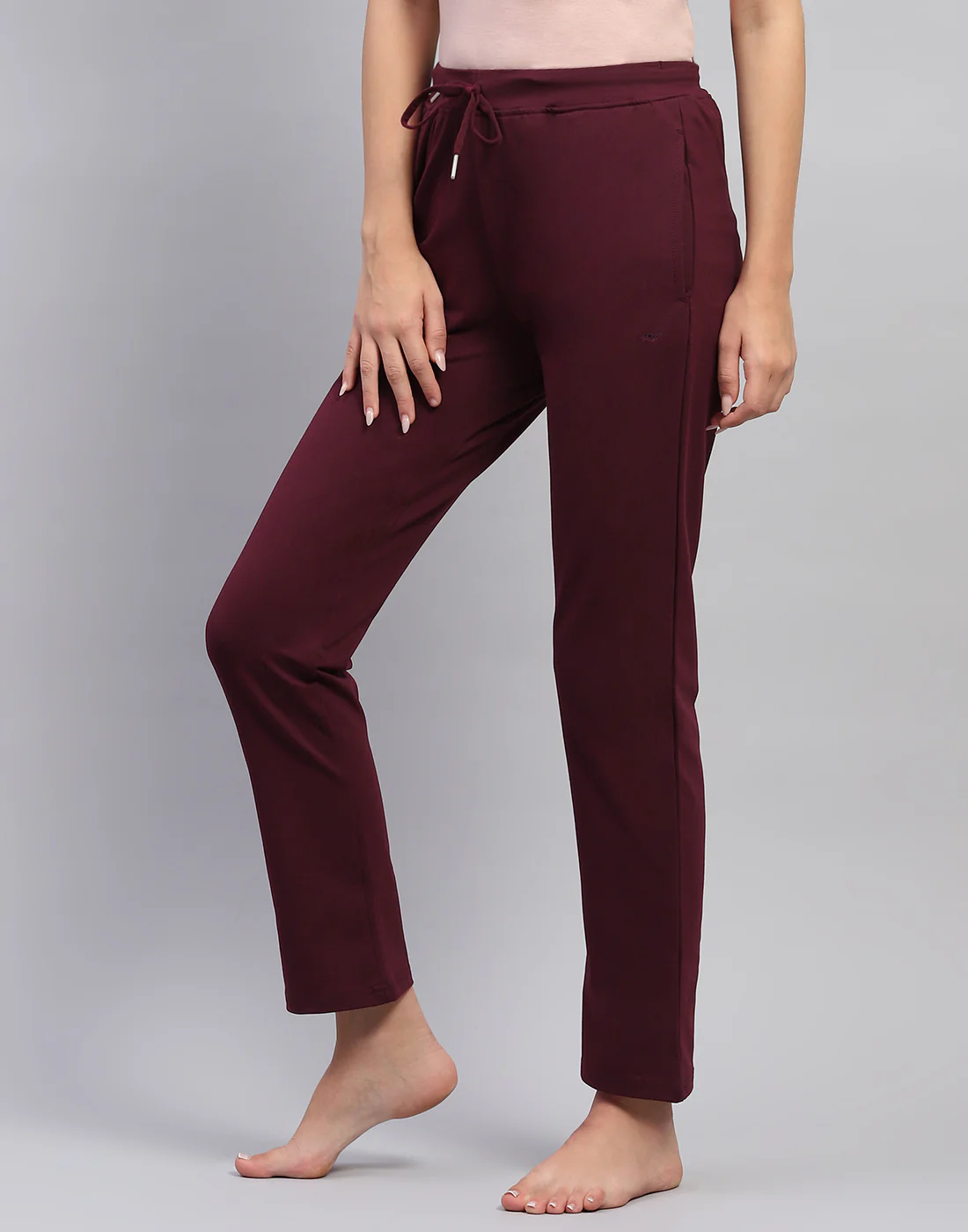 Women Maroon Solid Regular Fit Lower - Image 4