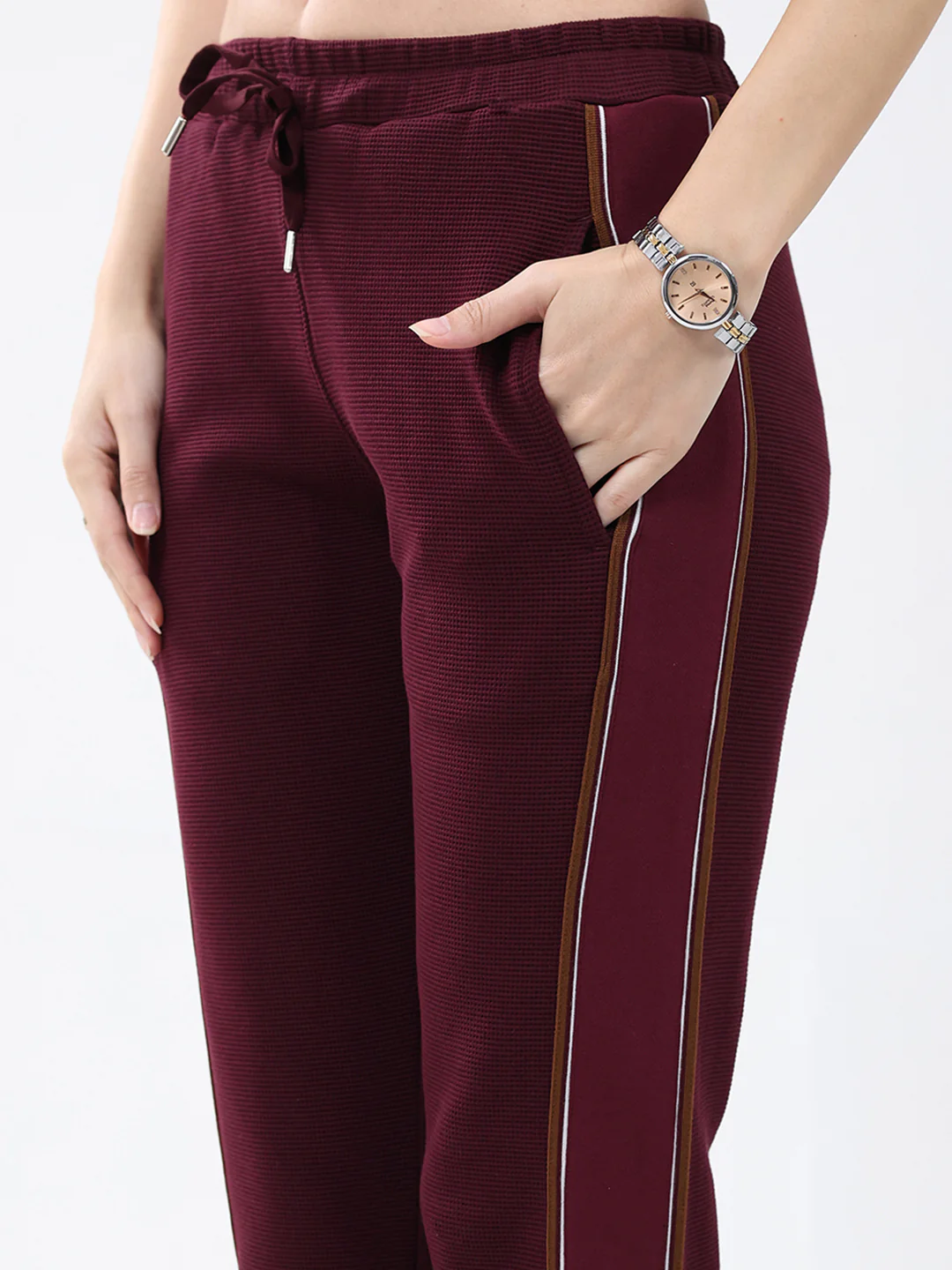 Women Maroon Solid Regular Fit Winter Lower - Image 7