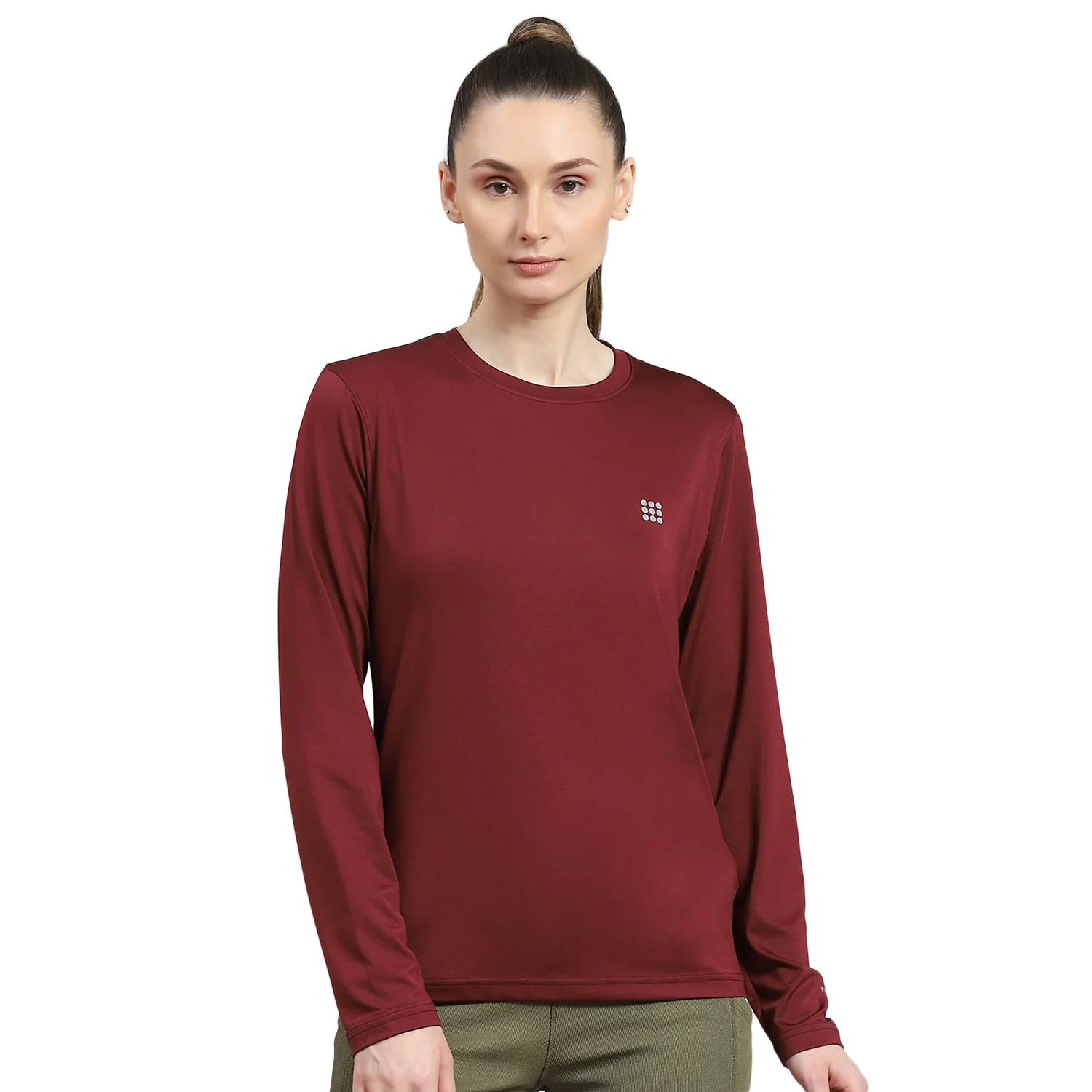 Rock.it Women Maroon Solid Round Neck Full Sleeve Top - Image 5