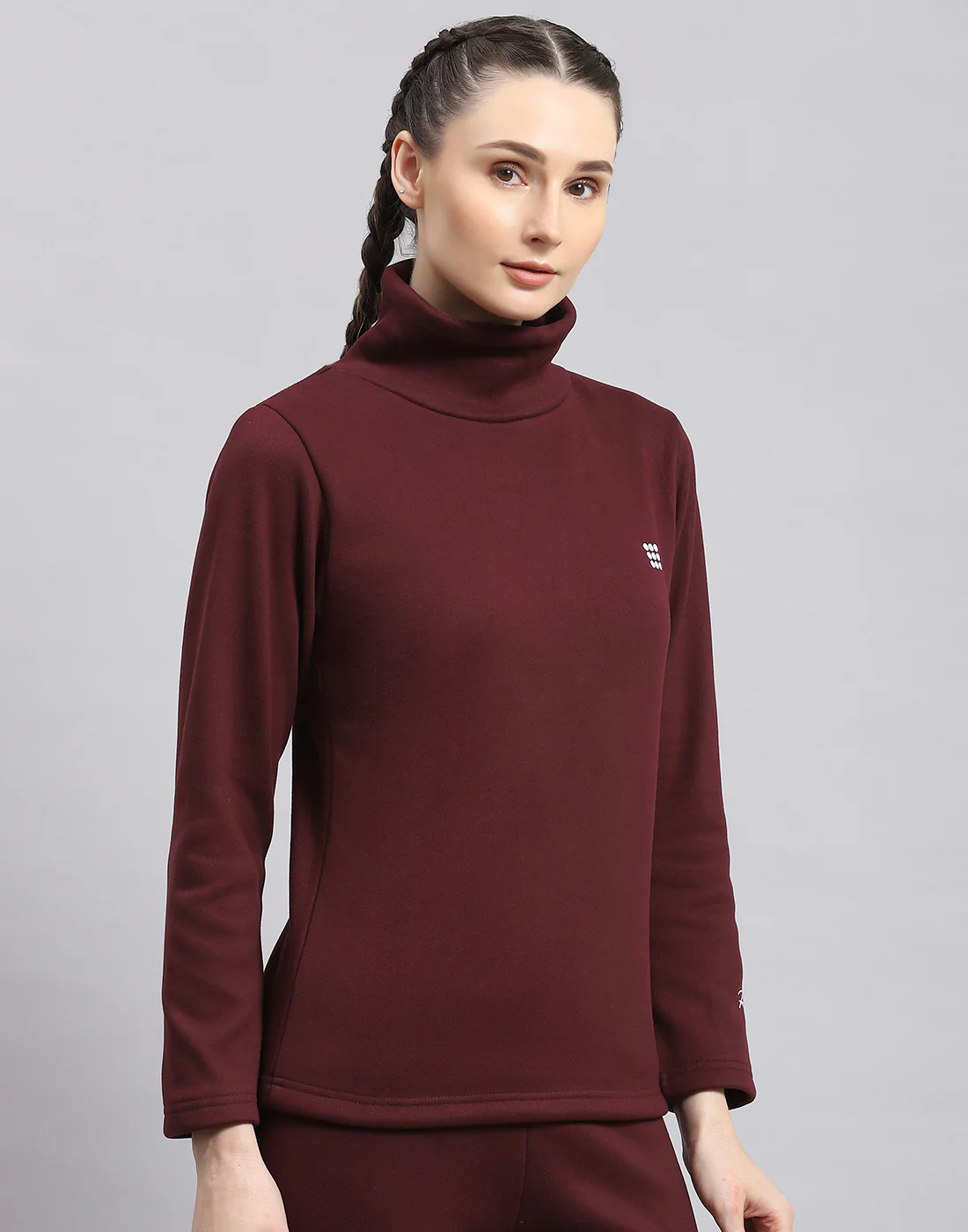 Rock.it Women Maroon Solid T Neck Full Sleeve Sweatshirt - Image 4
