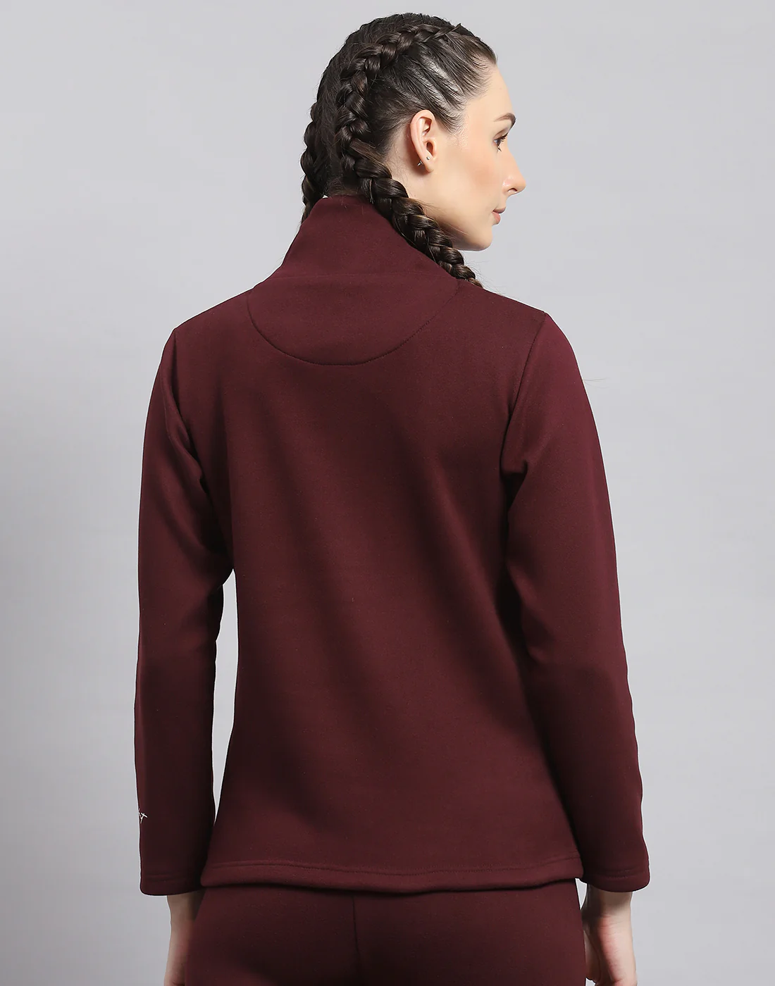 Rock.it Women Maroon Solid T Neck Full Sleeve Sweatshirt - Image 5