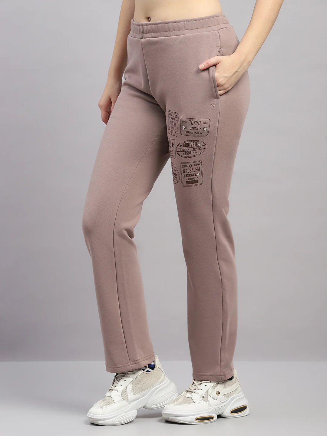 Women Mauve Printed Regular Fit Winter Lower - Image 3