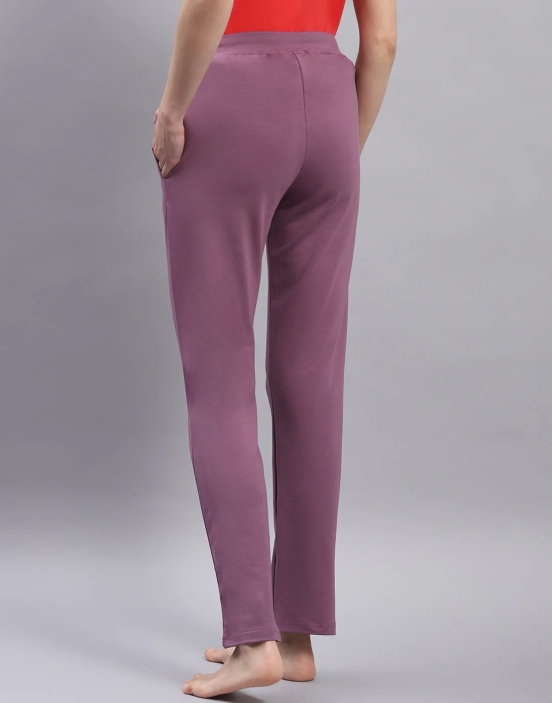 Women Mauve Solid Regular Fit Lower - Image 2