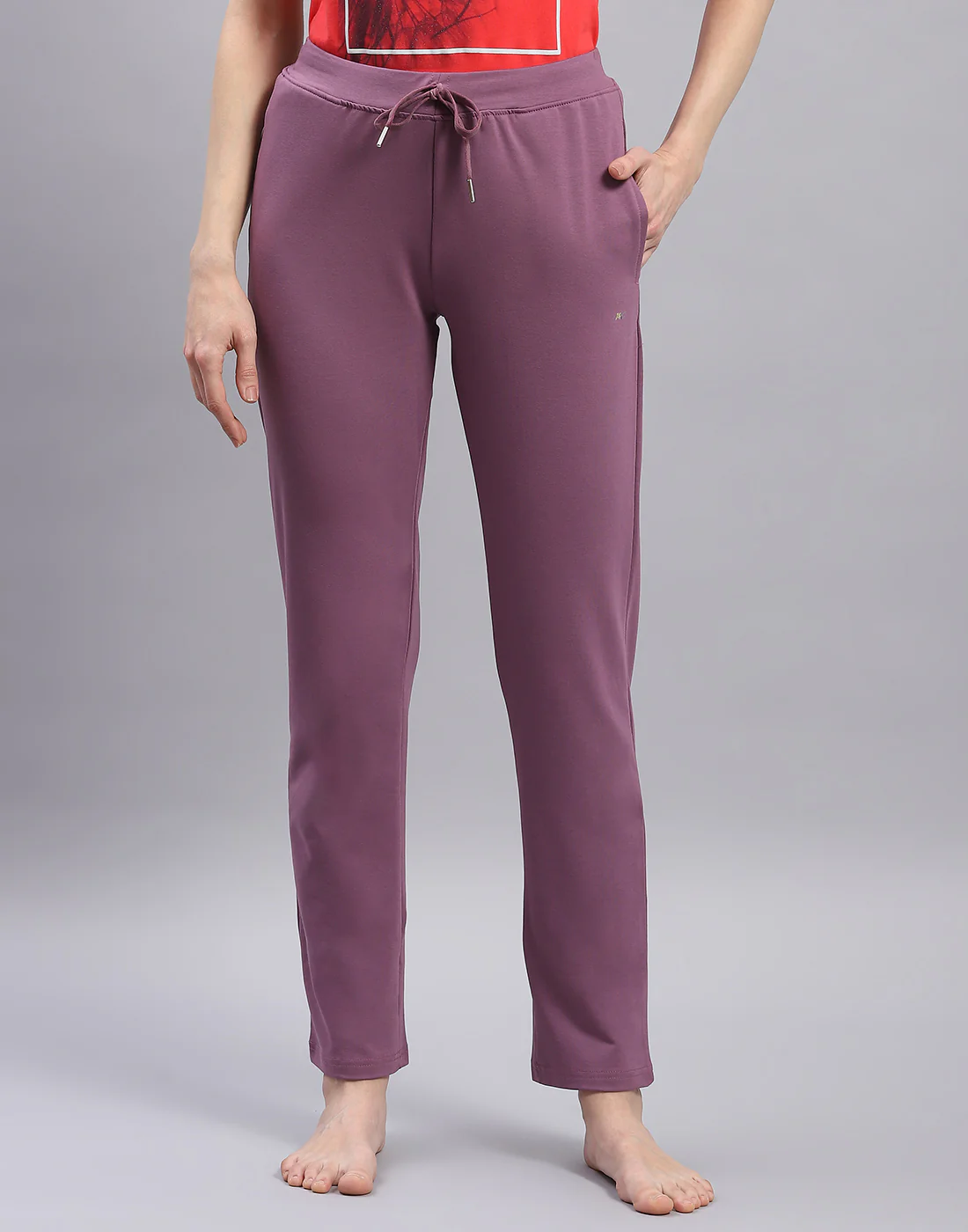 Women Mauve Solid Regular Fit Lower - Image 4