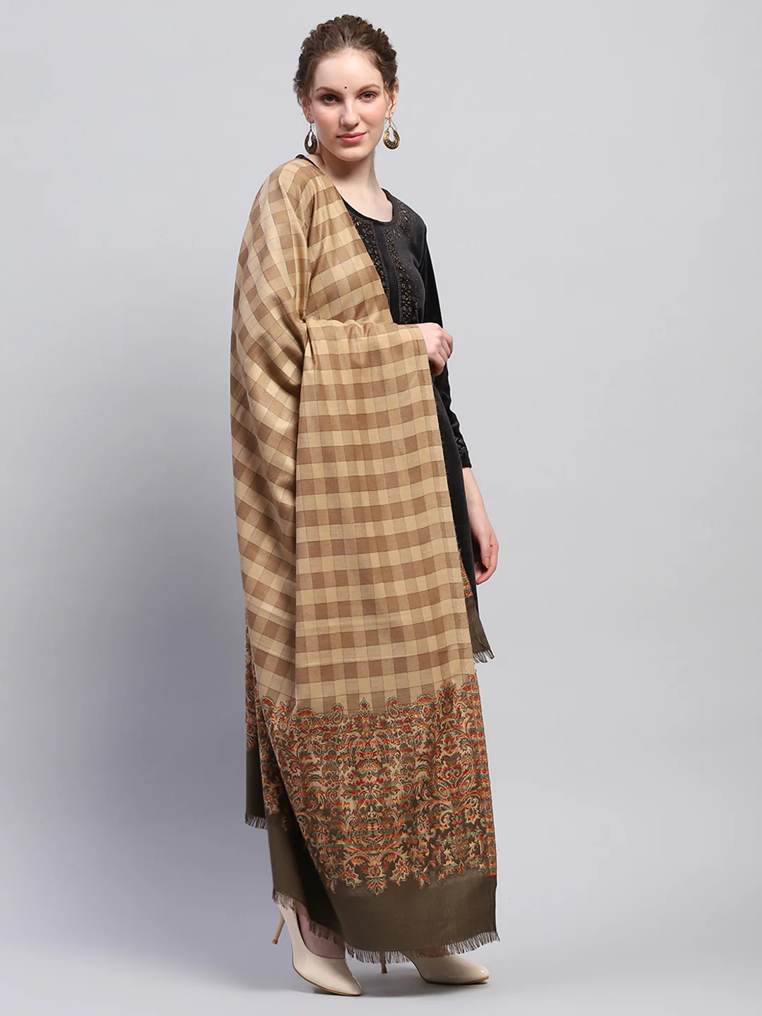 Women Multicolor Check Shawl - Image 4