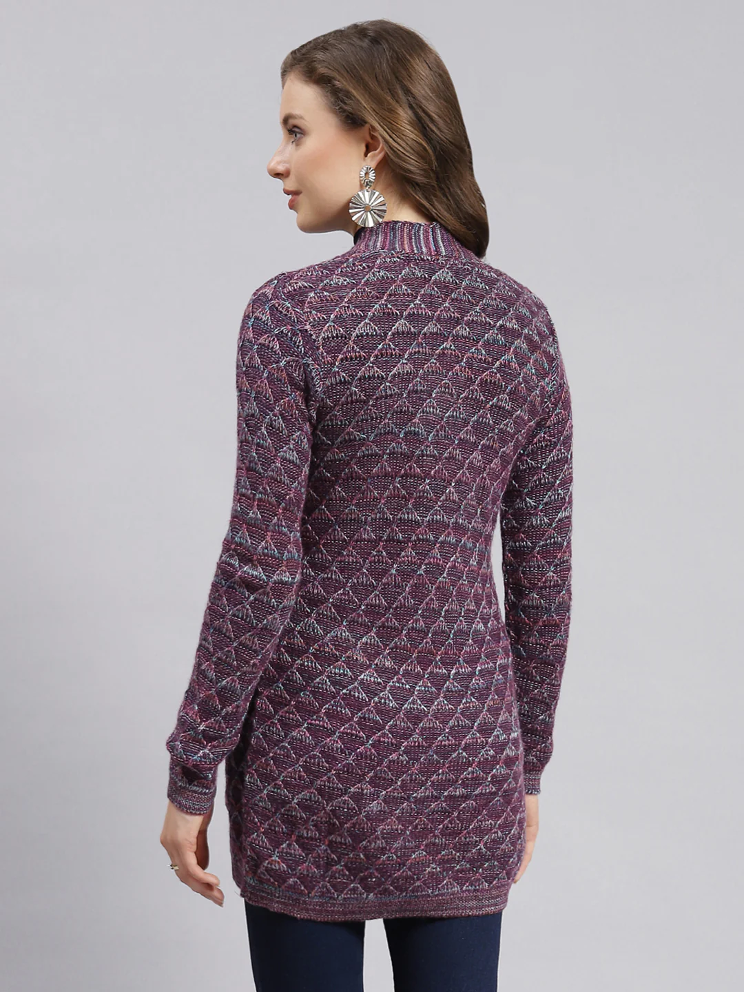 Women Multicolor Jaquard Wool blend Cardigan - Image 5