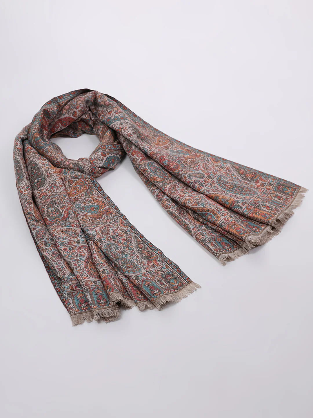 Women Multicolor Printed Wool Blend Shawl - Image 2